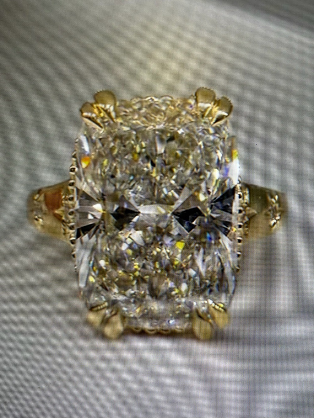 5.02 carat Cushion Lab Diamond with Diamond star band